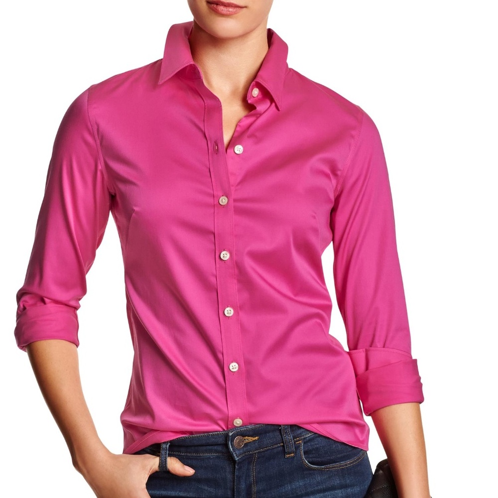 EUC Banana Republic Non-Iron Fitted Stretch Sateen Career Shirt - Women's 8